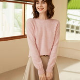 Round Neck Women's Pure Cashmere Knit Sweater